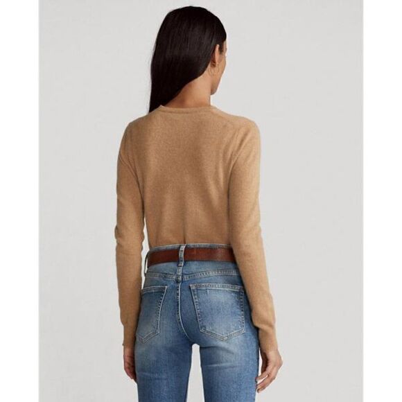 Polo Ralph Lauren Camel Washable Cashmere Long Sleeve Crewneck Sweater - Picture 10 of 13